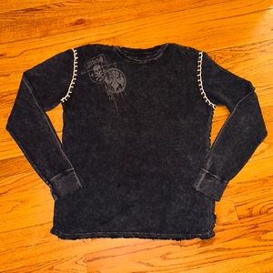 Affliction waffle long sleeve shirt large